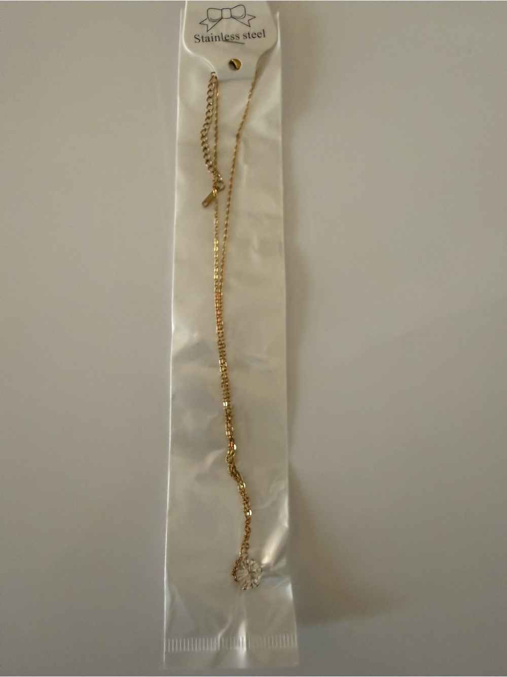 Gold Stainless Steel Women’s Necklace with Crystal Pendant